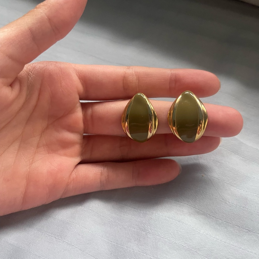 Green and Gold Antique Earrings